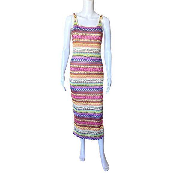 SHEIN Womens Size XS Sleeveless Vivid Eden Summer Beach Geo Print Maxi Dress - Picture 2 of 9